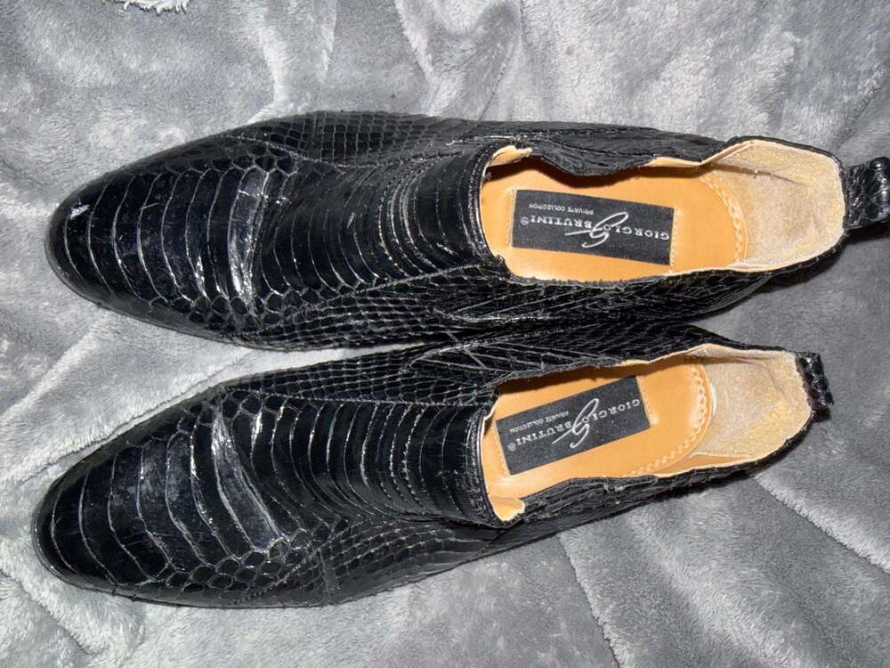 Giorgio Brutini Men's Black Genuine Snake Skin Upper Slip-On Boots